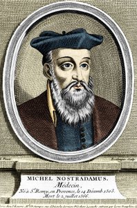 Retrato de Michel Nostradamus, médico y astrólogo, nacido en Saint Remy de Provence el 14/12/1503 y fallecido el 02/07/1566. Grabado del siglo XVII
