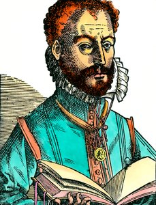 Retrato de Orlandus Lassus sosteniendo un libro abierto de Unknown artist