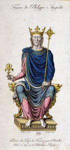 Retrato de Felipe Augusto en su trono - de un documento del siglo XIII de Unknown artist