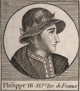 Retrato de Felipe III de Francia, llamado Felipe el Audaz (1245-1285) - grabado de “Instruction sur l