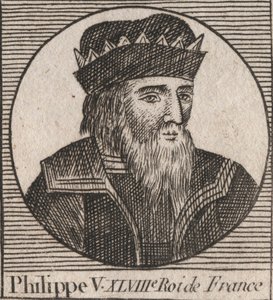 Retrato de Felipe V el Largo (1294 - 1322), Rey de Francia - grabado de “Instruction sur l