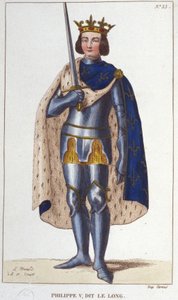 Retrato de Felipe V el Largo (1294 - 1322), Rey de Francia grabado de 1830