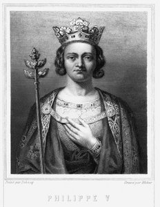Retrato de Felipe V el Largo (1294 - 1322), Rey de Francia - en "Histoire des Français" por Lavallée, grabado, s.d. de Unknown artist