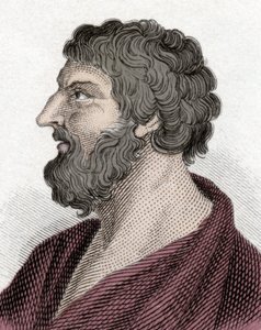 Retrato de Pittacos de Mitilene estadista griego (650-570 a.C.) (Pittacus de Mitilene). Grabado del siglo XIX.