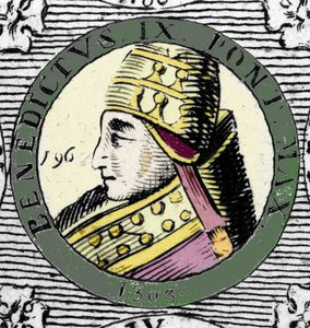 Retrato del Papa Benedicto IX. Grabado del siglo XIX