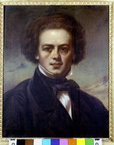 Retrato de Robert Schumann (1810-1856), compositor alemán. Pintura anónima alrededor de 1840. Museo Teatral alla Scala. de Unknown artist