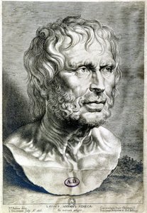 Retrato de Séneca (Lucio Anneo Séneca, 4 a.C.-65 d.C.), filósofo de la escuela estoica, dramaturgo y estadista romano - Grabado de 1638 - Coll Maciet, Biblioteca de Artes Decorativas, París de Unknown artist