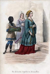 Retrato de Sibila de Jerusalén (Sibylla de Jerusalén) (c. 1160-1190), Princesa y luego Reina de Jerusalén. Grabado de 1842 en “Histoire des papes” de Maurice Lachatre. Colección privada. de Unknown artist