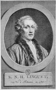 Retrato de Simon Nicolas Henri Linguet (1736 - 1794). Grabado de finales del siglo XIX en 