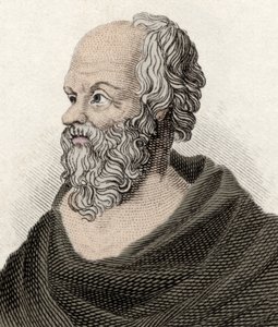 Retrato de Sócrates (470-399 a.C.), filósofo griego. Grabado del siglo XIX.