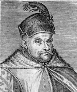 Retrato de Esteban I Báthory (1533-1586), príncipe de Transilvania y rey de Polonia. Grabado del siglo XVI