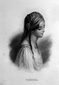 Retrato de Teresa Gamba en Guiccioli (siglo XIX) enamorada del poeta George Gordon Byron. Grabado del siglo XIX de Unknown artist