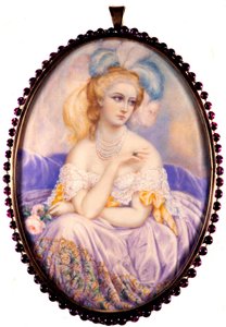 Retrato de la Condesa de Castiglione (1837-1899) (Virginia Elisabetta Luisa Carlotta Antonietta Teresa Maria Oldoini). Miniatura sobre marfil de Unknown artist