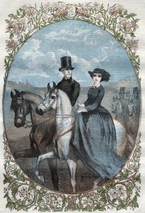 Retrato de Sus Altezas Reales la Princesa Victoria (1840-1901) (hija de la Reina Victoria) y el Príncipe Heredero Federico Guillermo de Prusia (1831-1888). Grabado de 1858 de Unknown artist