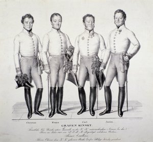 Retrato de los príncipes de la familia Kinsky de Bohemia: Christian, Franz, Carl y Anton
