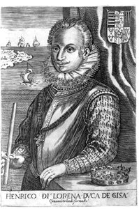 Retrato del Duque de Guisa (Enrique I de Lorena, conocido como el Escalafre (1550 - 1588)). Grabado del siglo XVII. de Unknown artist