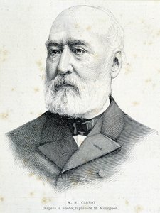 Retrato del político francés Lazare Hippolyte Carnot (1801 - 1888). Grabado después de la fotografía de Mourgeon