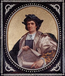 Retrato del navegante italiano Cristóbal Colón (Cristoforo Colombo, Cristóbal Colón) (1451-1506) Mosaico