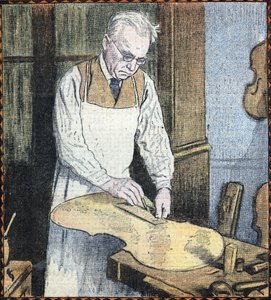 Retrato del maestro luthier Paul Kaul (1875-1951) (Retrato del constructor de instrumentos Paul Kaul) Ilustración de "Le Pelerin" 1 de julio de 1934 Colección particular