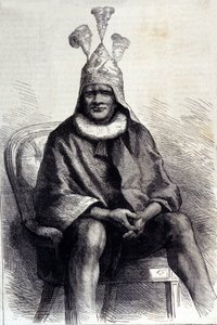 Retrato del rey zulú Cetshwayo (o Cetawayo, Cetewayo, Cetywajo, Ketchwayo) (1826-1884). Grabado del siglo XIX de Unknown artist