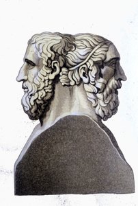 Retratos de Homero (siglo IX a.C.) y Arquíloco (712 a.C. - 648 a.C.), poetas griegos de Unknown artist