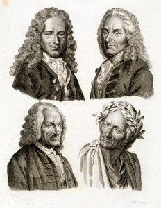 Retratos de Voltaire a diferentes edades - grabado de Unknown artist