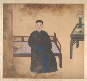 Retratos de miembros de una familia, mediados del siglo XIX (álbum de diecinueve hojas; tinta y color sobre seda)