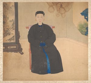 Retratos de miembros de una familia, mediados del siglo XIX (álbum de diecinueve hojas; tinta y color sobre seda)