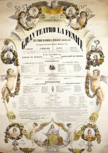 Cartel para la representación de la ópera “Aida” del compositor italiano Giuseppe Verdi (1813-1901) para la representación en el teatro La Fenice en Venecia en 1843-1844 de Unknown artist
