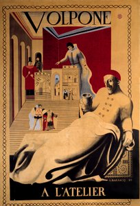 Cartel de la obra "Volpone" del dramaturgo Benjamin Jonson readapte de Unknown Artist