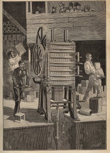 Cerámica: moldeo mecánico de partes huecas. Grabado de 1885 en “Les arts et metiers illustres” de Adolphe BITARD. de Unknown artist