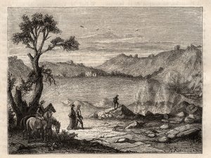 Solfatara de Pozzuoli, cerca de Nápoles - Solfatare de Pouzolles, Italia - grabado en 