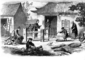 Producción de seda en China y las diversas etapas de fabricación de Unknown artist
