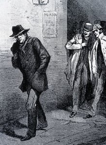 Atmósfera de psicosis por la noche en las calles de Londres (debido a los asesinatos de Jack el Destripador) - finales del siglo XIX, c. 1888.