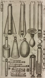 Cohetes e instrumentos pirotécnicos, grabado de Grand Art d