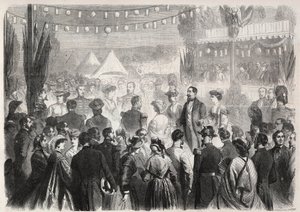 Cuadrilla de honor improvisada por Napoleón III (1808-1873) en el campamento de los granaderos en Vichy el 21 de julio de 1861 - Grabado en "Le Monde Illustré" de Unknown artist