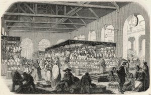 Quai des Augustins: Marché de la Vallée - Grabado en “Tableau-de-Paris” de Edmond Texier de Unknown artist