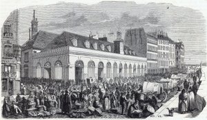 Quai des Augustins: Marché de la Vallée - Grabado en “Tableau-de-Paris” de Edmond Texier de Unknown artist