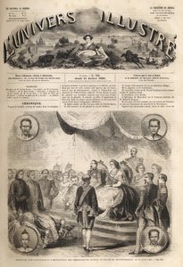 Recepción de los embajadores siameses por el emperador Napoleón III y la emperatriz Eugenia en el Palacio de Fontainebleau, 27 de junio de 1861 de Unknown artist
