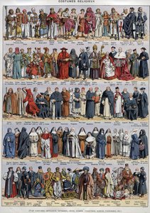 Traje religioso - de la Antigüedad al siglo XX - Iglesia católica romana y otras religiones - Religioso - Plate du Larousse universal hacia 1920 de Unknown Artist