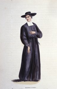 Religioso de Aubac. Grabado de un álbum sobre órdenes religiosas, París de Unknown artist