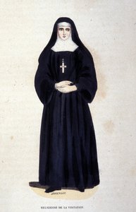 Religiosa de la Visitación, una orden fundada por San Francisco de Sales y Santa Juana de Chantal en 1610. Grabado del siglo XIX. de Unknown artist