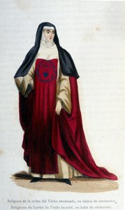 Religioso de la orden del verbo encarnado en traje ceremonial. Grabado de un álbum sobre órdenes religiosas, París de Unknown artist