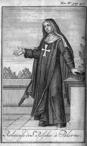 Orden religiosa. Religiosas de Santa Rosalía en Palermo en Sicilia en el siglo XVII. En “Historia de las órdenes militares o caballeros, de las milicias seguras y rutinarias de ambos sexos, que se han establecido hasta ahora. Edición tomada de Abbe Giustin de Unknown artist