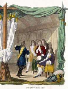 René Duguay Trouin (Duguay-Trouin) (René Trouin du Gué dicho) (1673-1736) ante el rey Luis XIV (1638-1715). Grabado del siglo XIX.