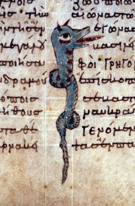 Representación de una serpiente. Manuscrito del siglo XII