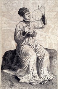 Representación de un astrónomo usando un astrolabio en el siglo XV. Grabado de 