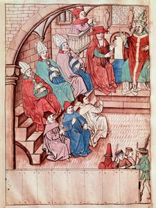 Representación del Concilio de Constanza entre 1414 y 1418, en la parte superior el Papa Martín V Miniatura tomada de “Crónicas del Concilio de Constanza” por Ulrich Richental (1360-1437) aproximadamente 1438 Praga, Nati de Unknown artist