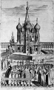 Representación de la Iglesia de la Trinidad en Moscú en un grabado del siglo XVII de Unknown artist