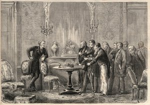 Representación de la obra “Mercadet” (Le Faiseur) de Honoré de Balzac (1799-1850) en la Comédie Française. Acto III, Escena VI. Grabado en “L